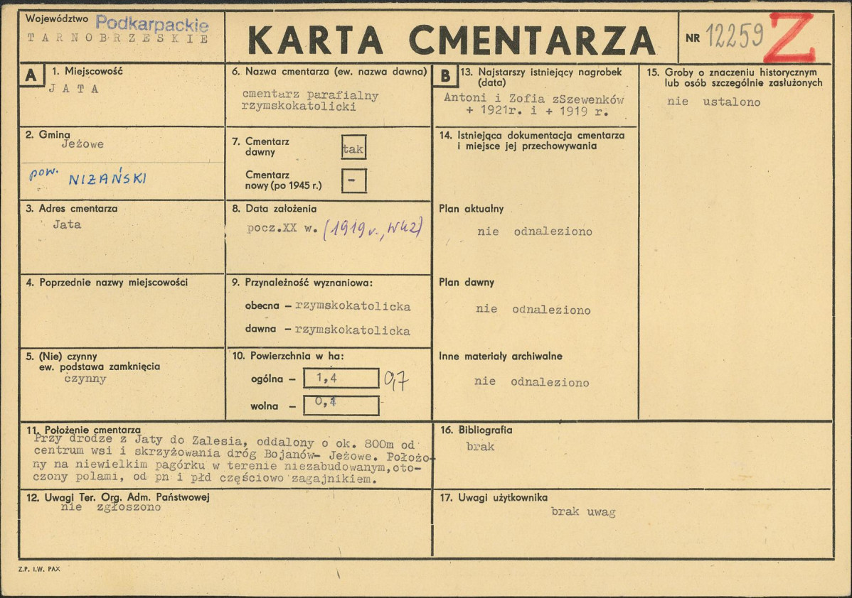 Karta cmentarza, skan nr 1