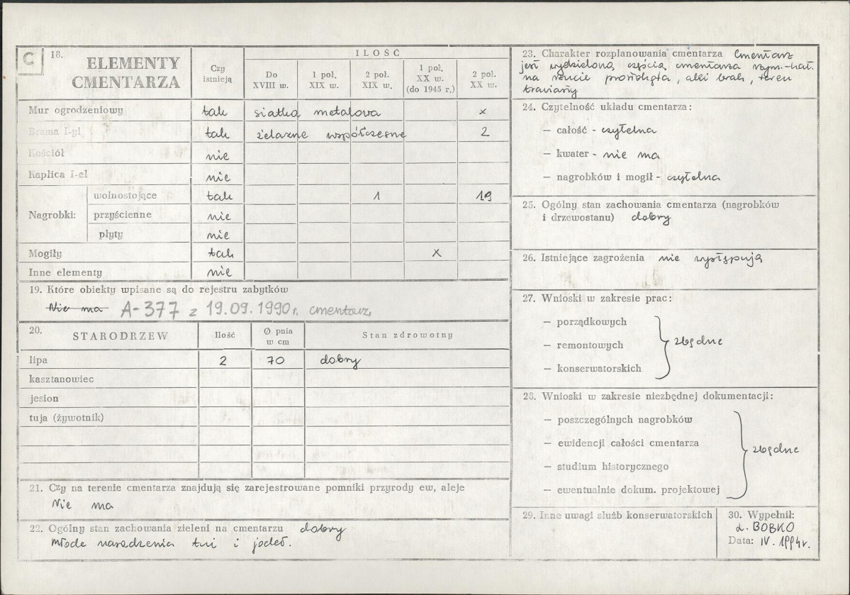 Karta cmentarza, skan nr 2