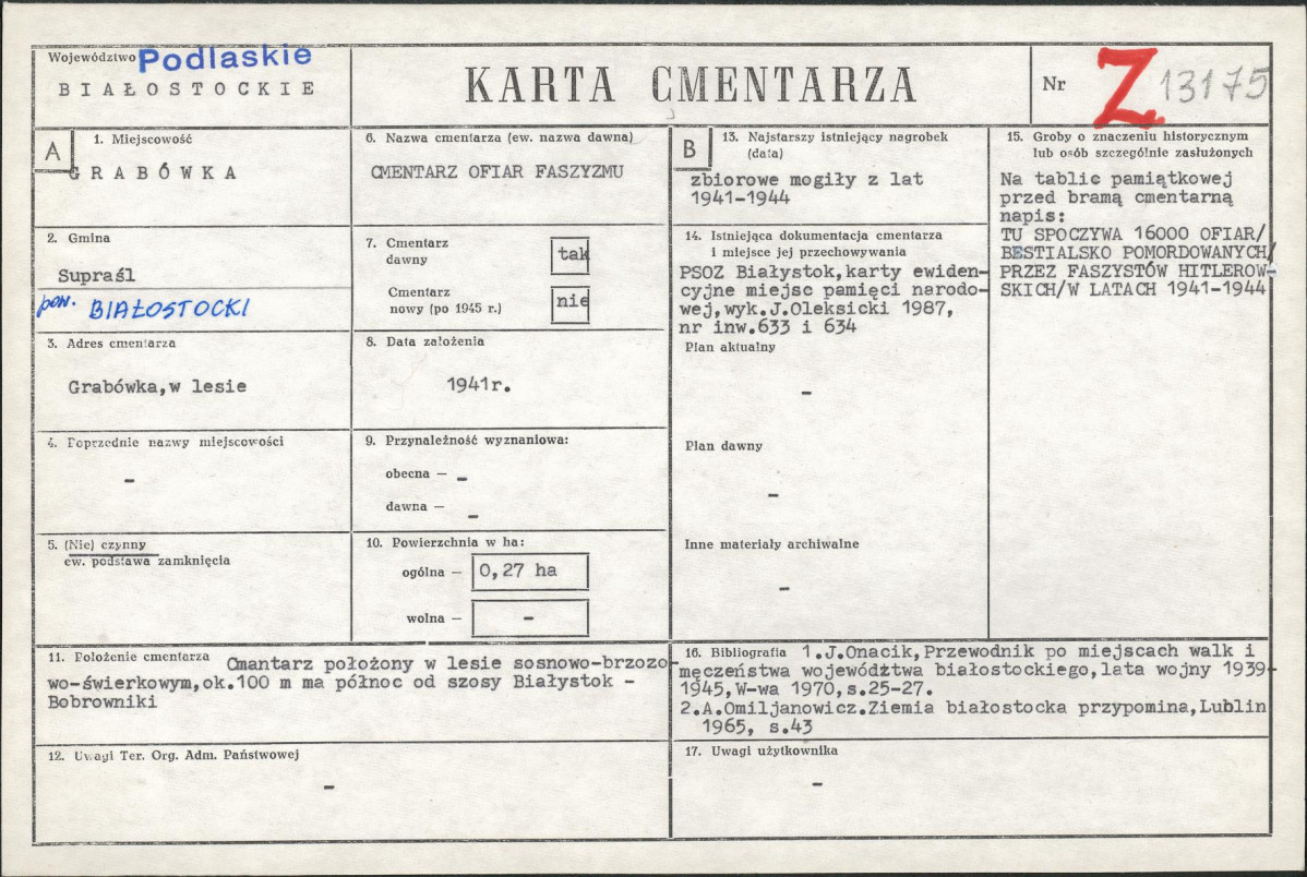 KC - Karta cmentarza, skan nr 1