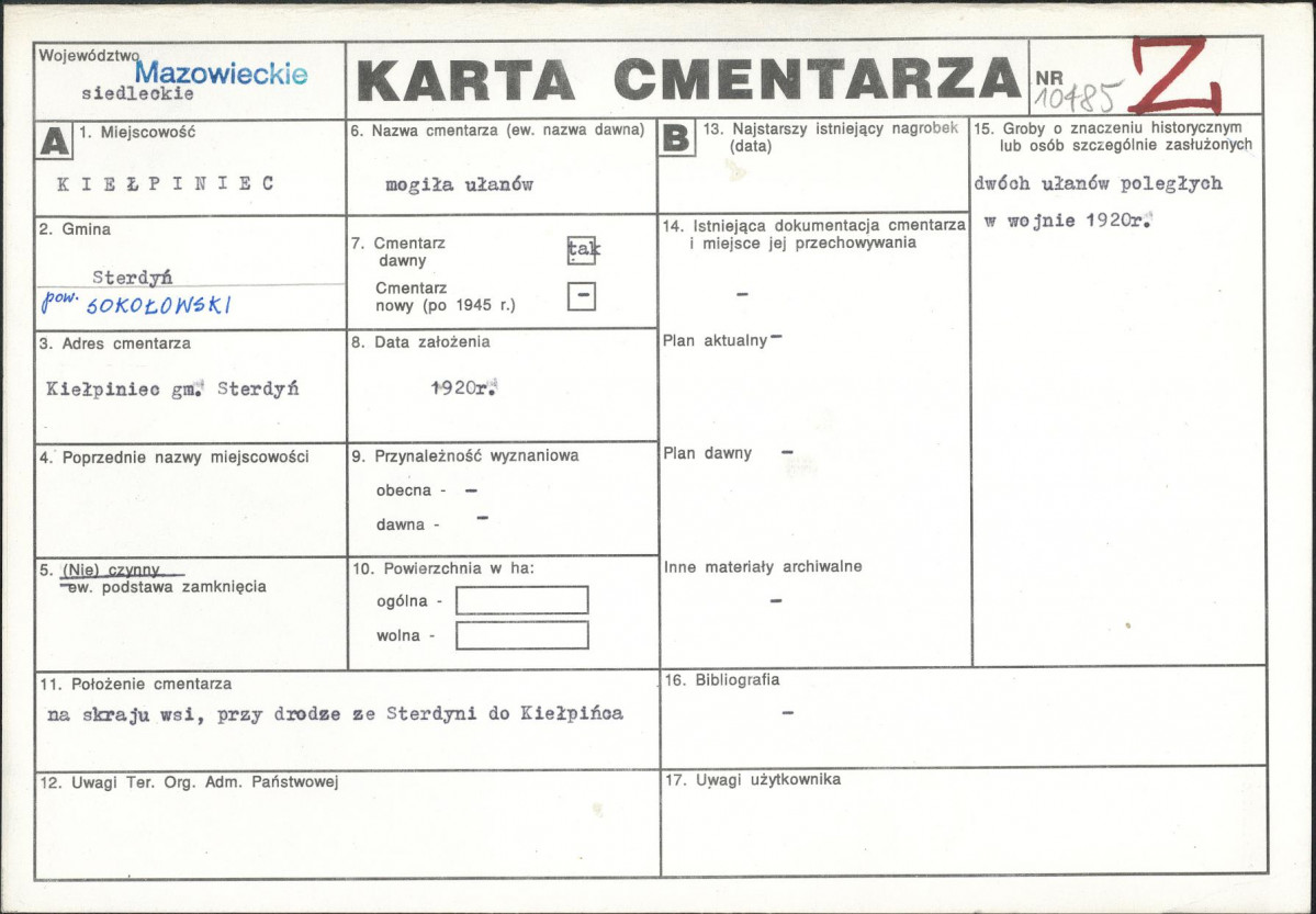 Karta cmentarza, skan nr 1