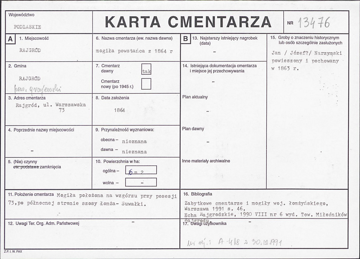 Karta cmentarza, skan nr 1