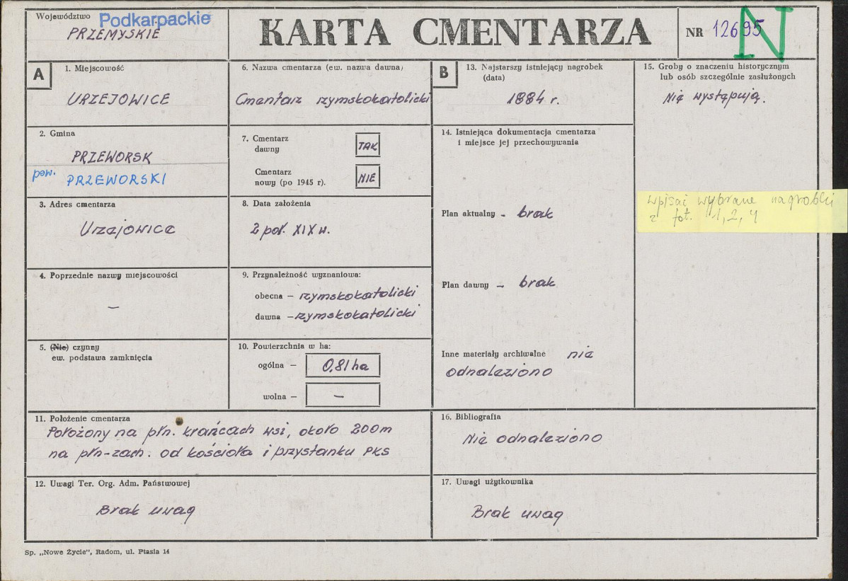 Karta cmentarza, skan nr 1