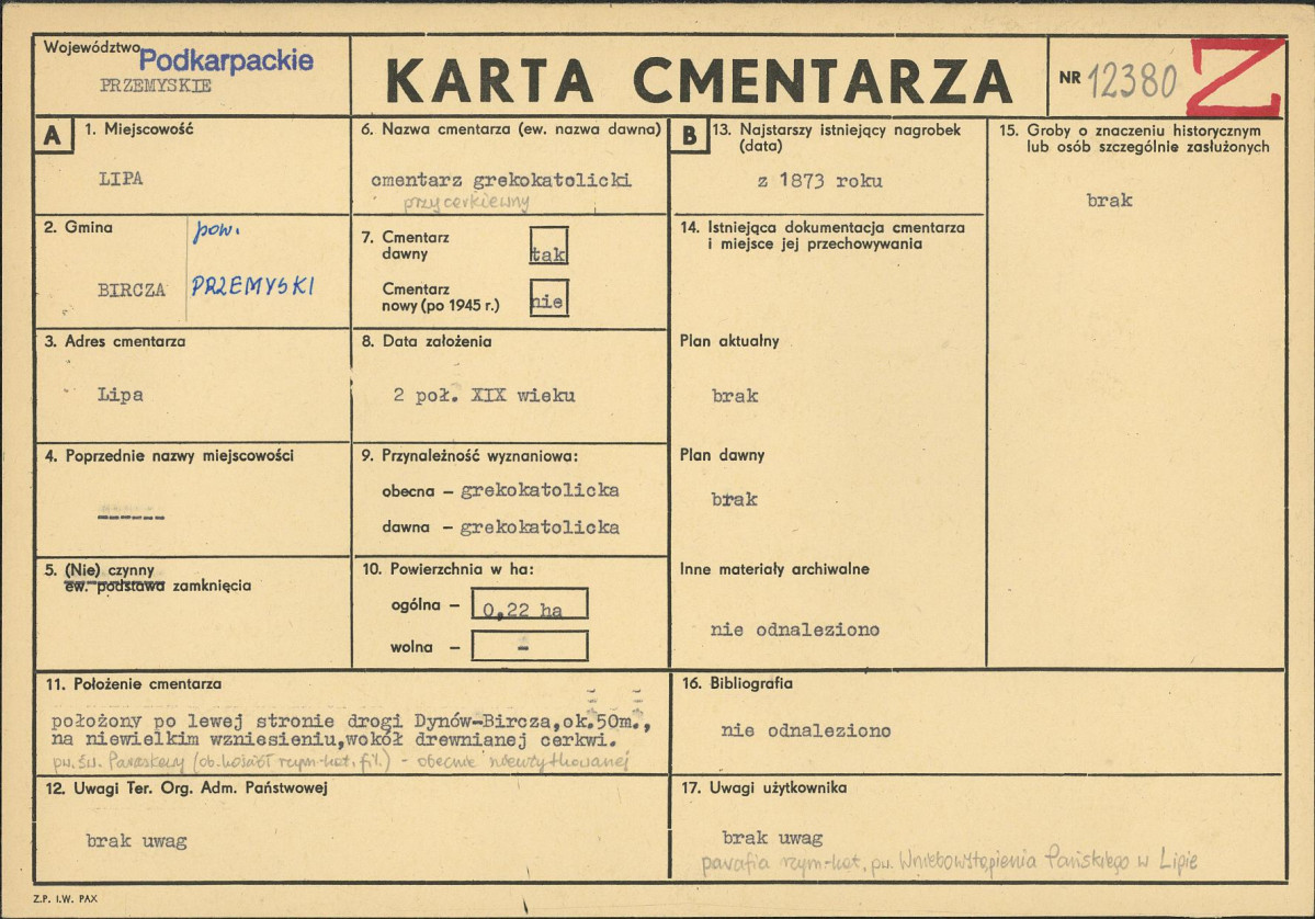 Karta cmentarza, skan nr 1