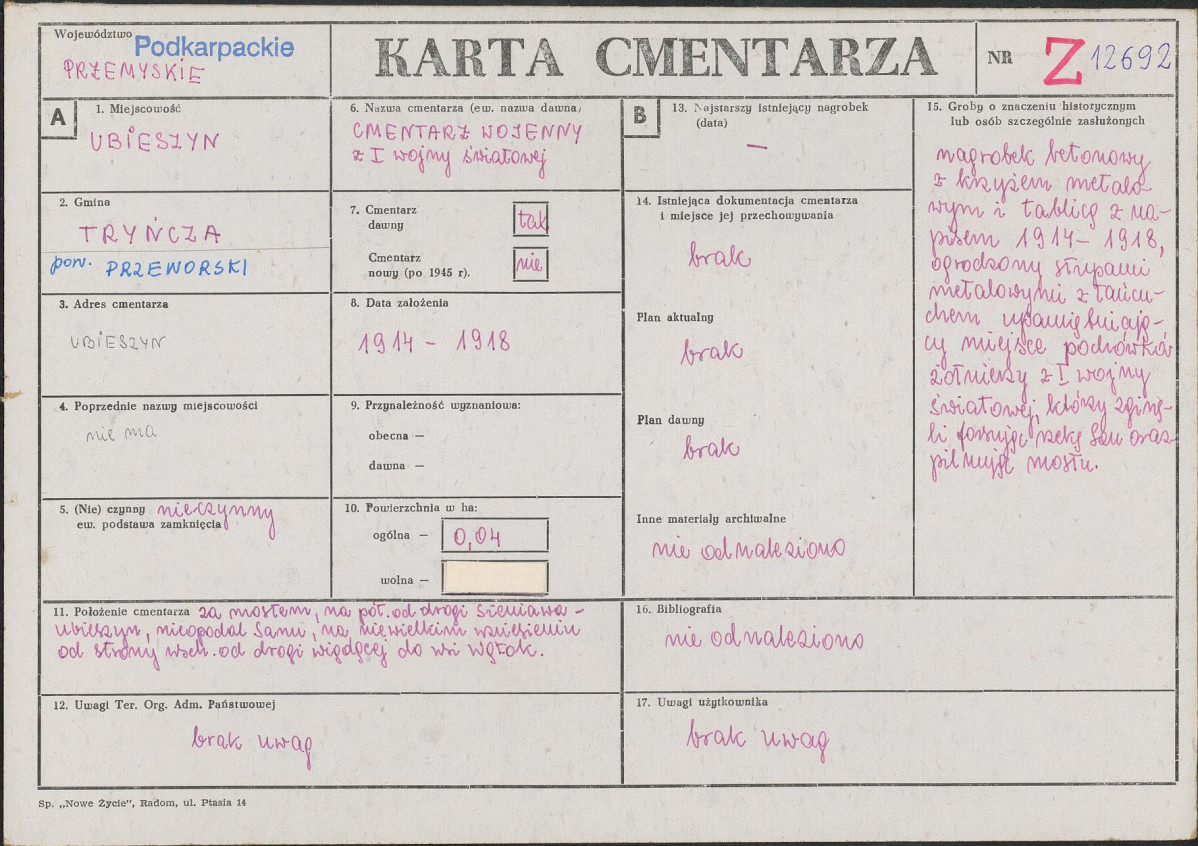 Karta cmentarza, skan nr 1