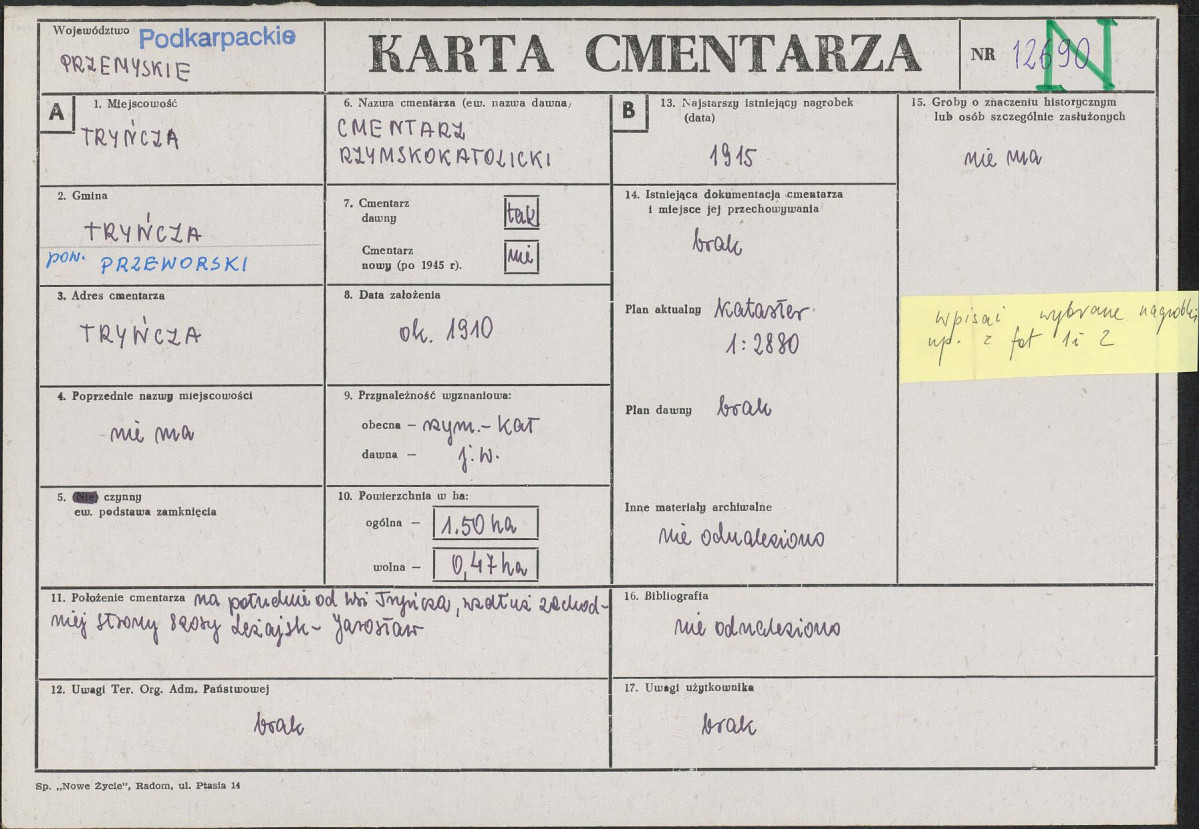Karta cmentarza, skan nr 1