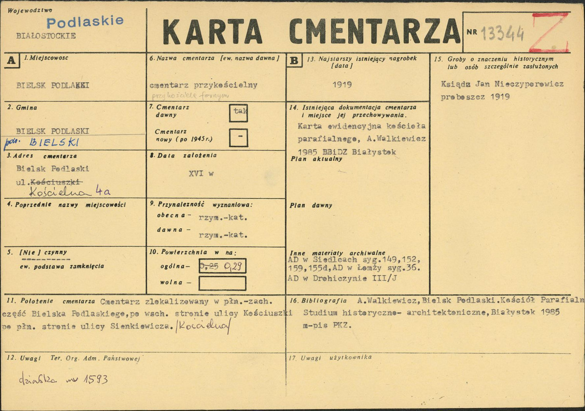 Karta cmentarza, skan nr 1