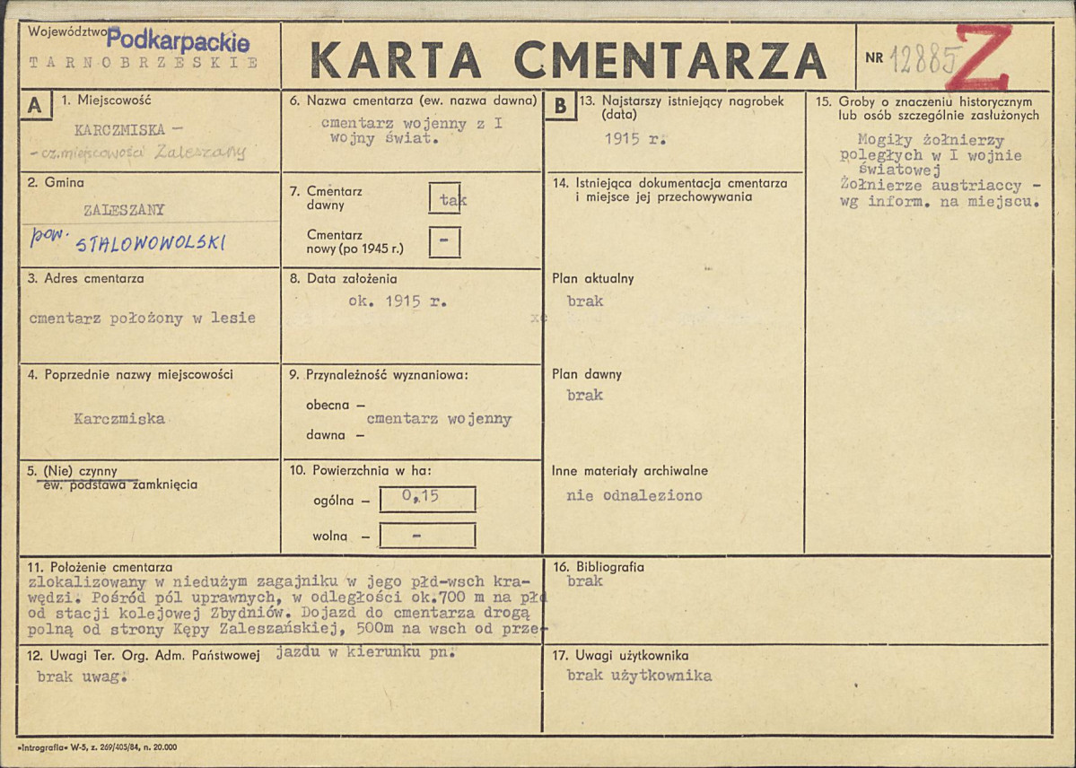 KC - Karta cmentarza, skan nr 1