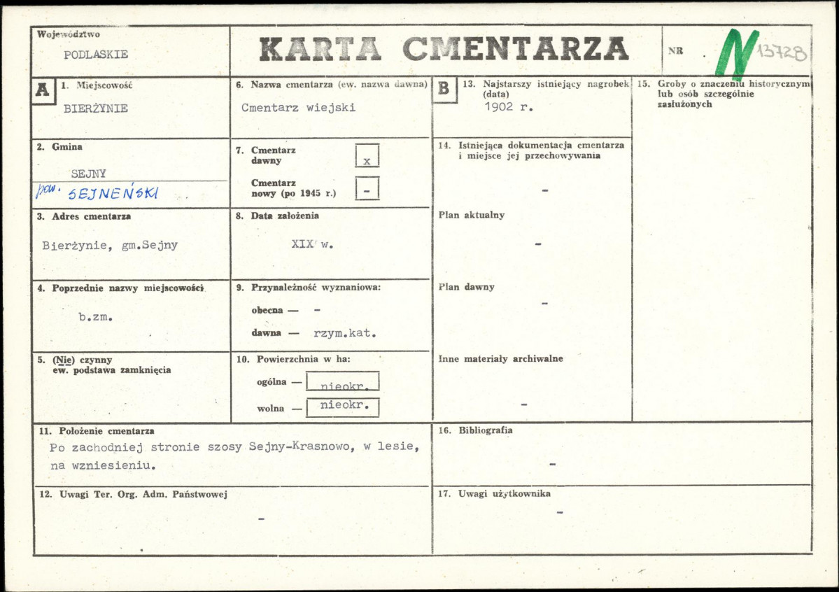 KC - Karta cmentarza, skan nr 1