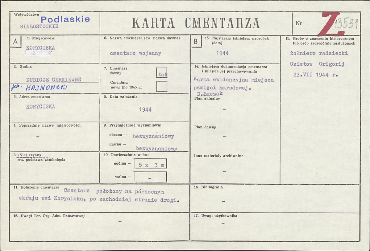 Karta cmentarza, skan nr 1