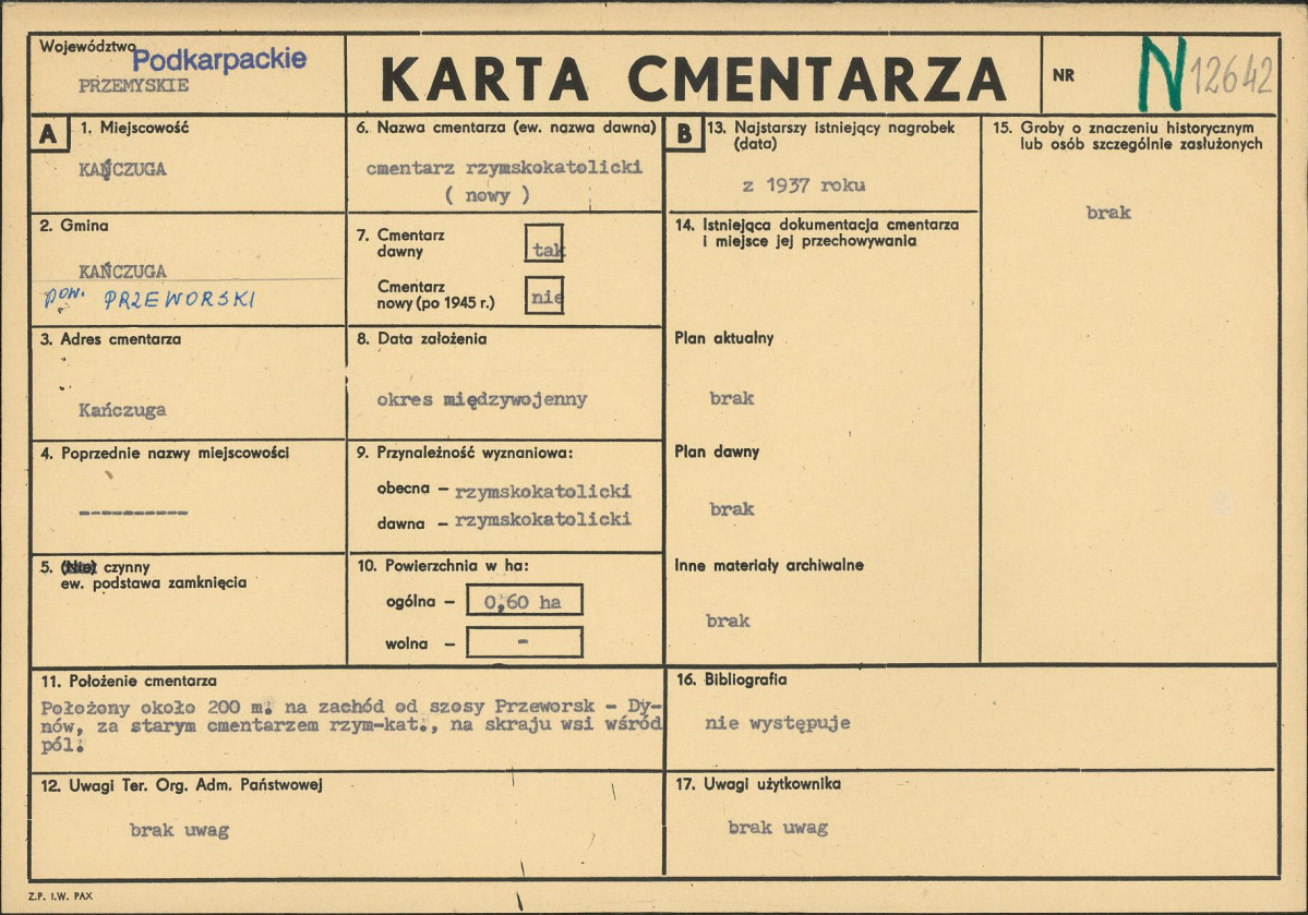 Karta cmentarza, skan nr 1