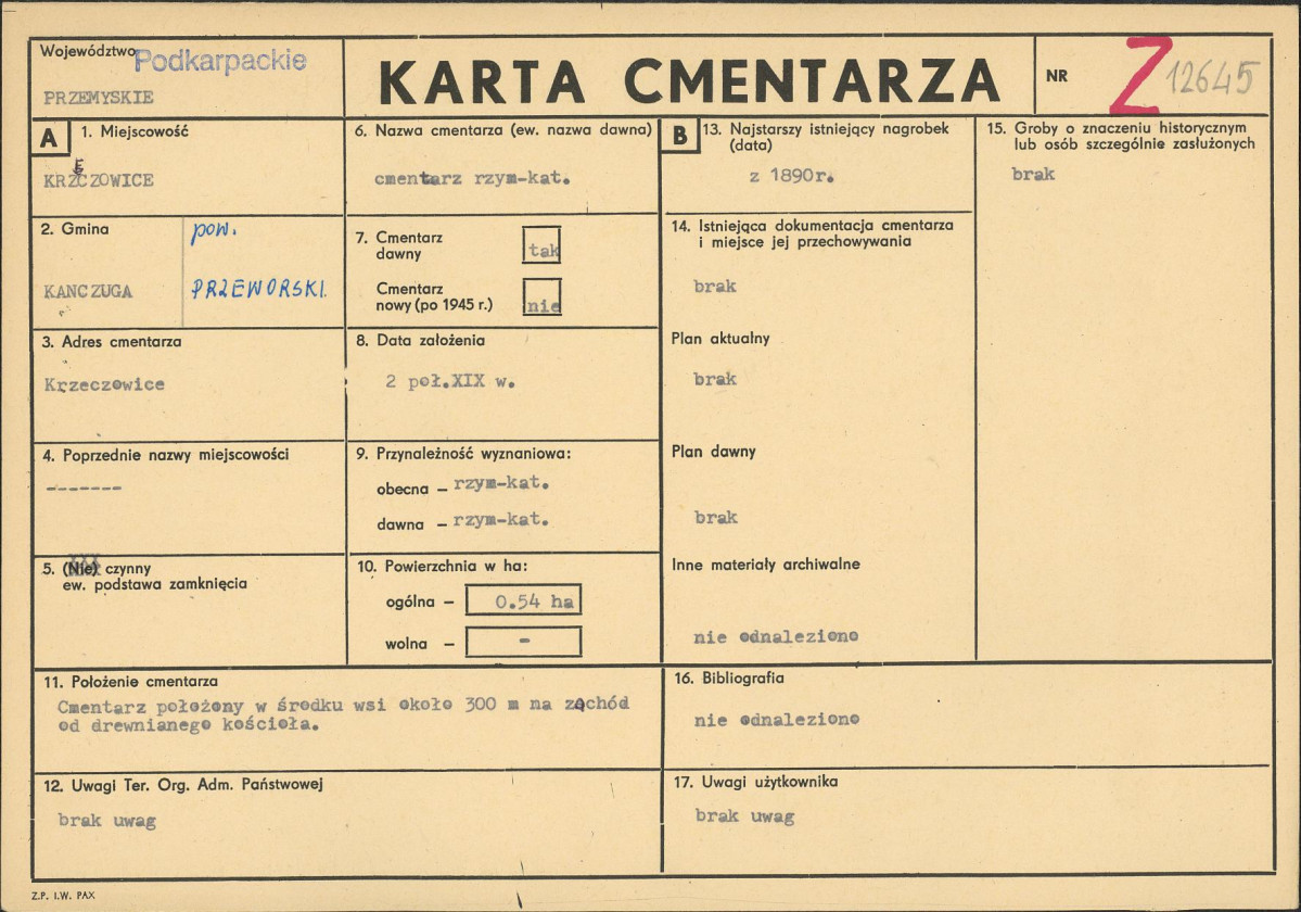 Karta cmentarza, skan nr 1