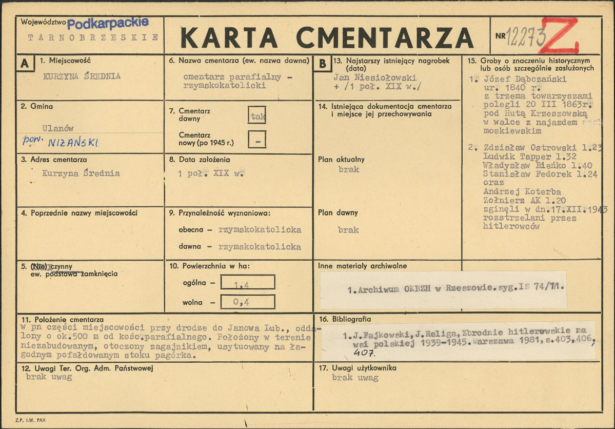 Karta cmentarza, skan nr 1