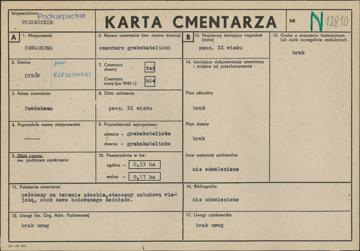 Karta cmentarza, skan nr 1