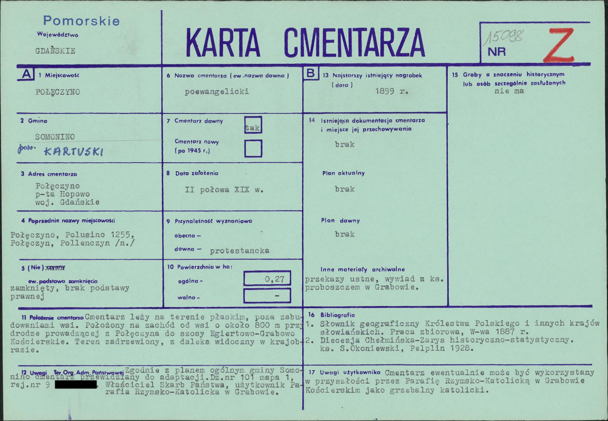 KC - Karta cmentarza, skan nr 1