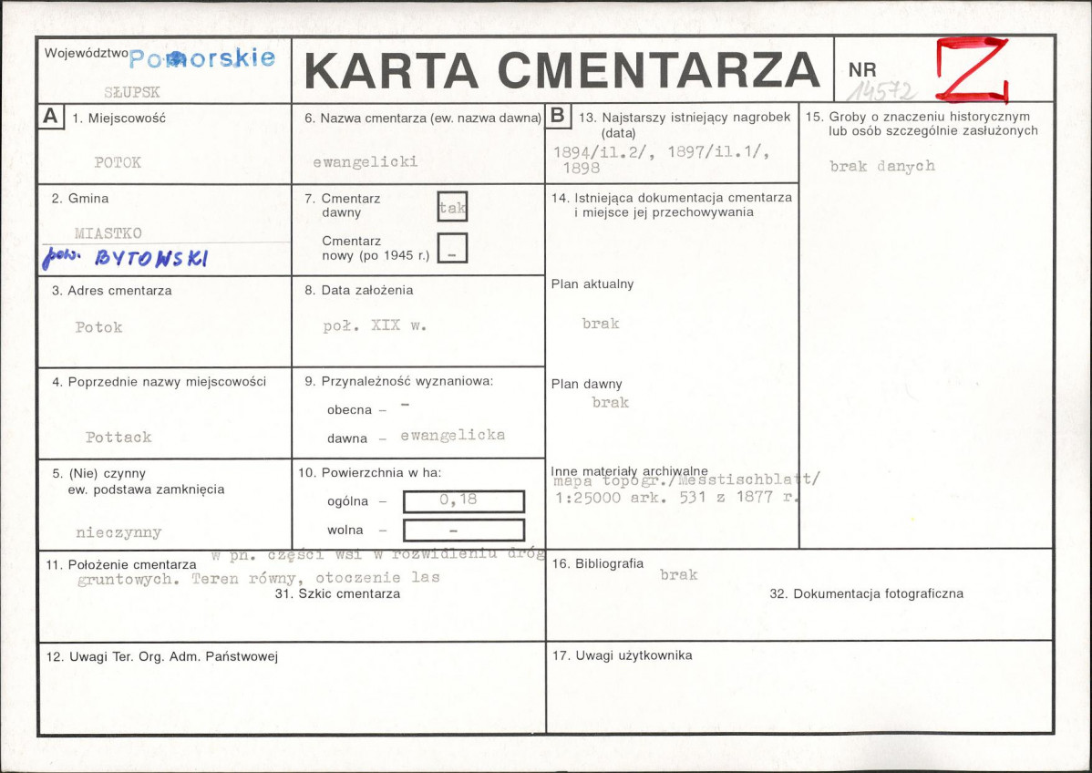 KC - Karta cmentarza, skan nr 1