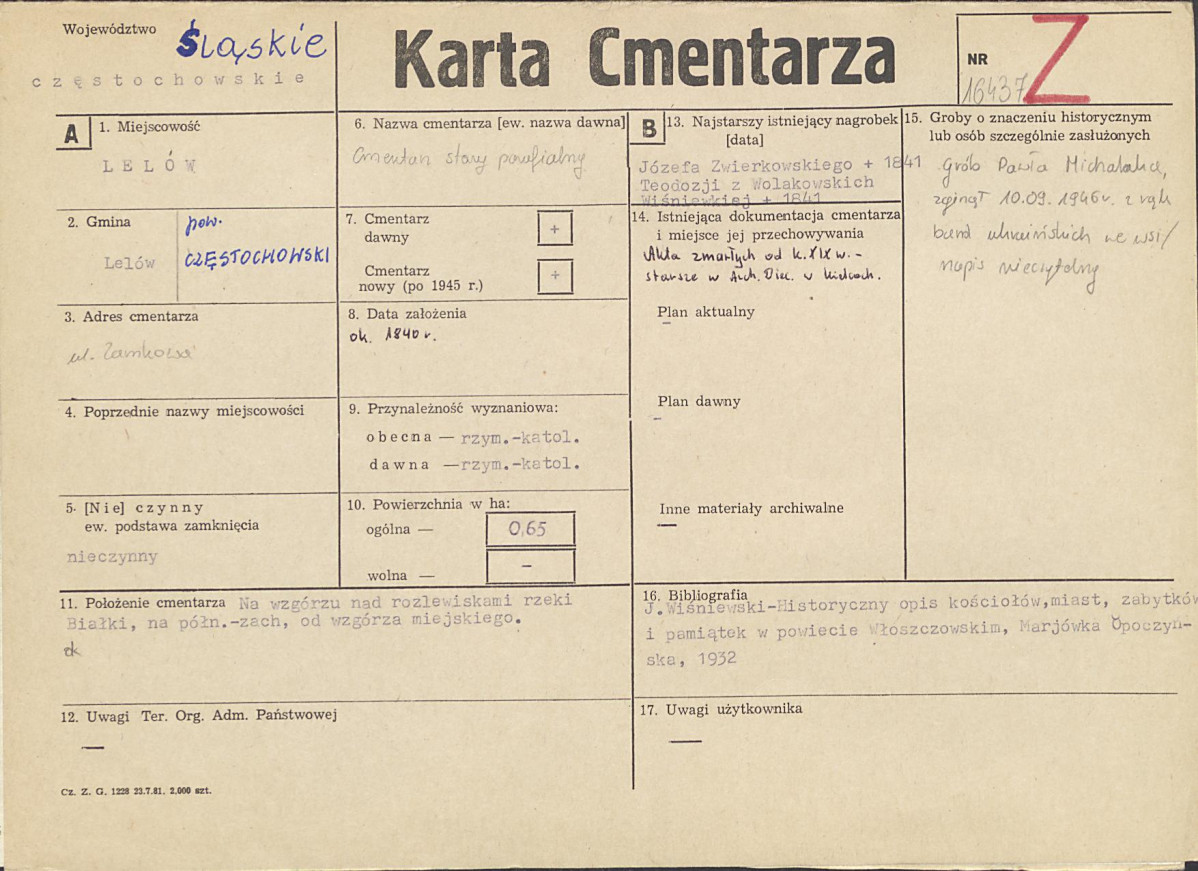 Karta cmentarza, skan nr 1