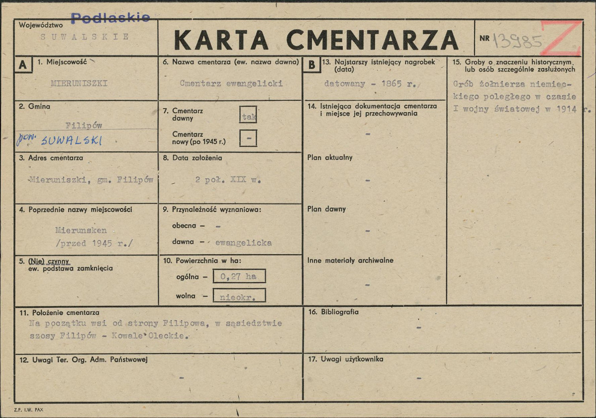 Karta cmentarza, skan nr 1
