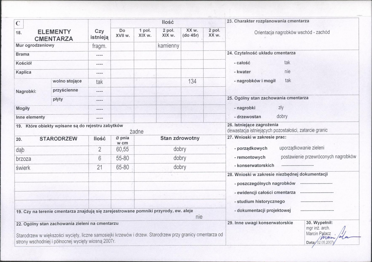 Karta cmentarza, skan nr 2