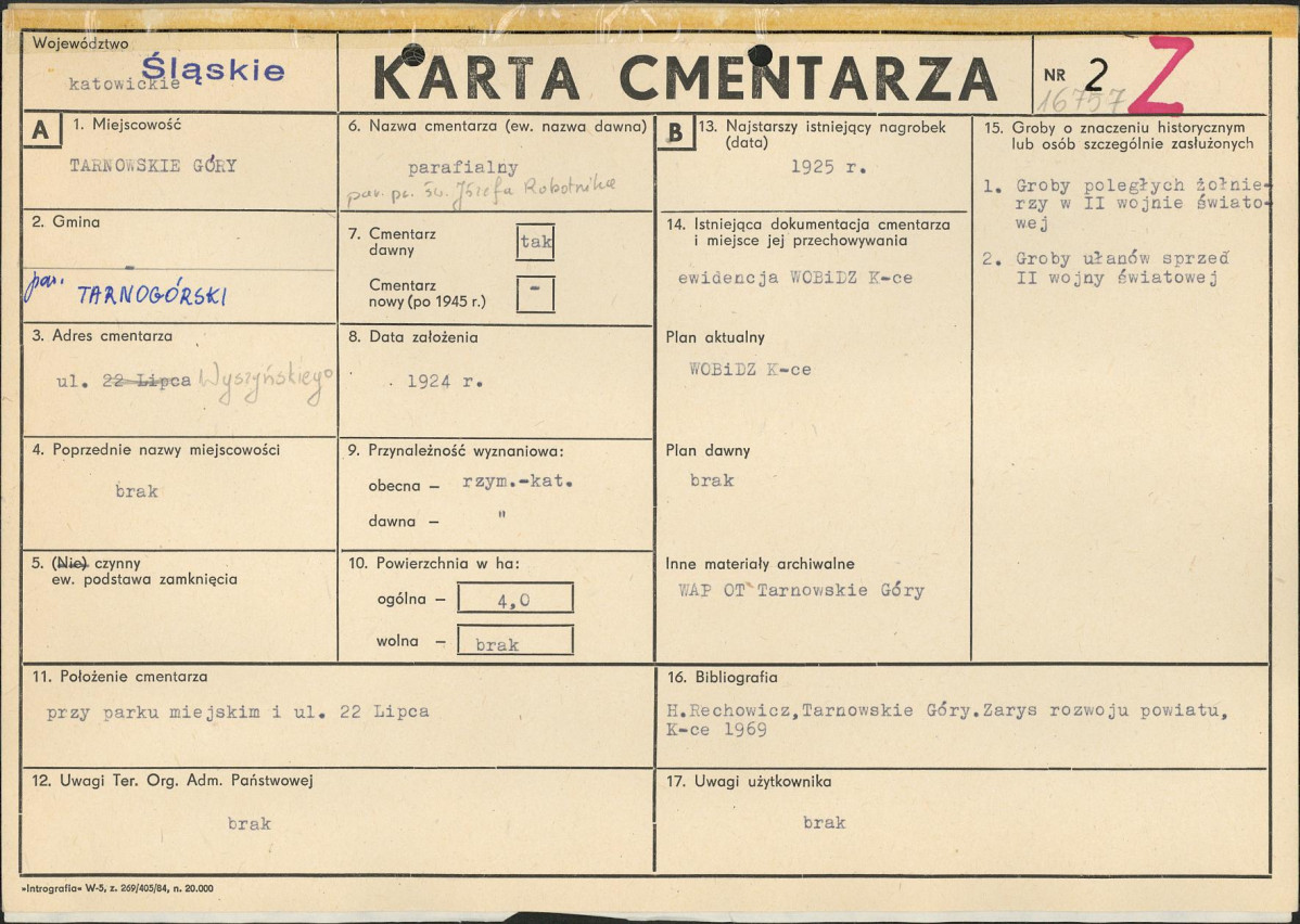 KC - Karta cmentarza, skan nr 1