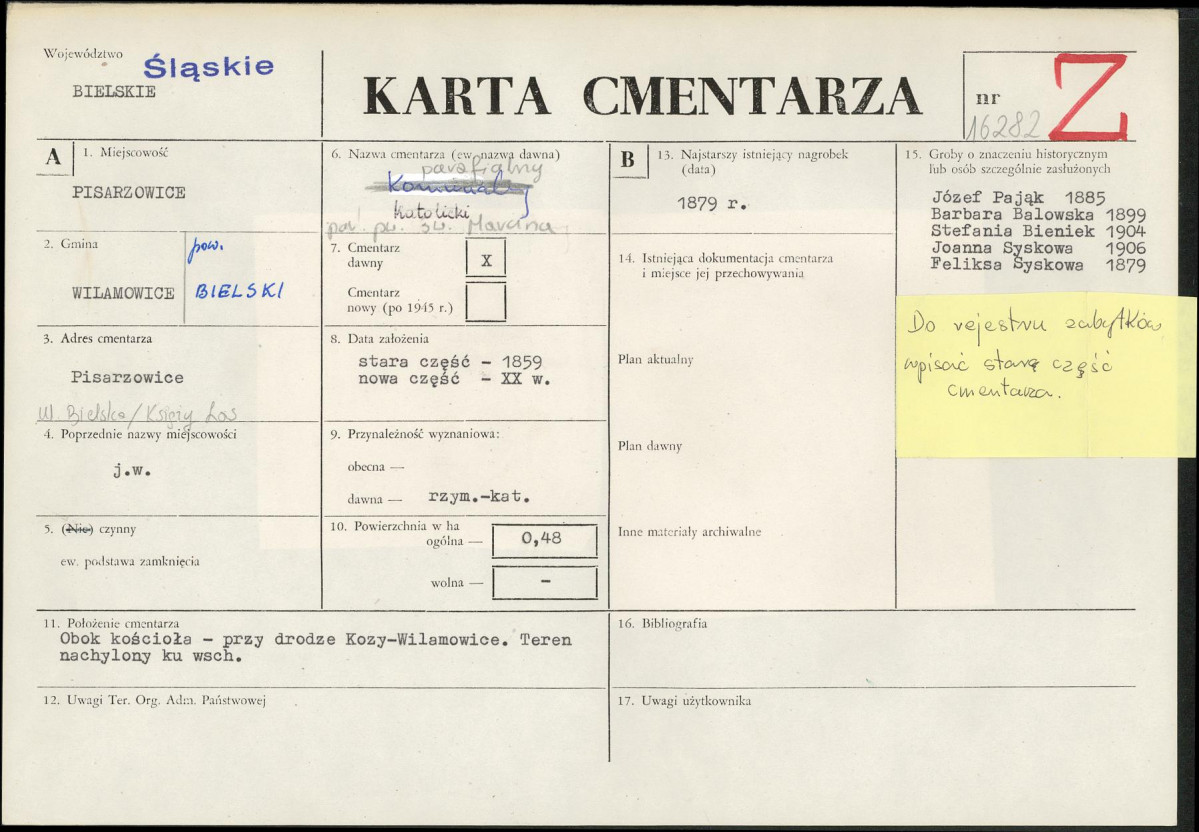 Karta cmentarza, skan nr 1