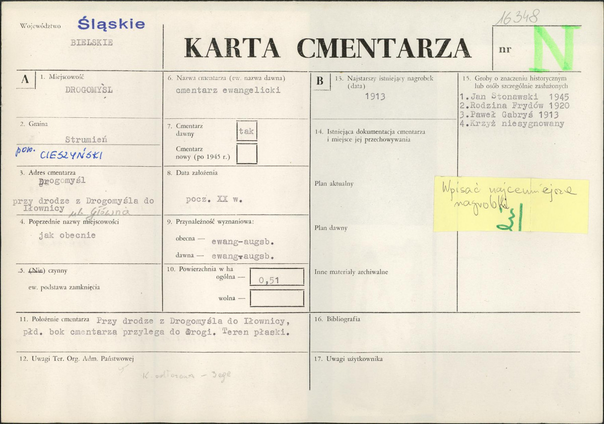 Karta cmentarza, skan nr 1