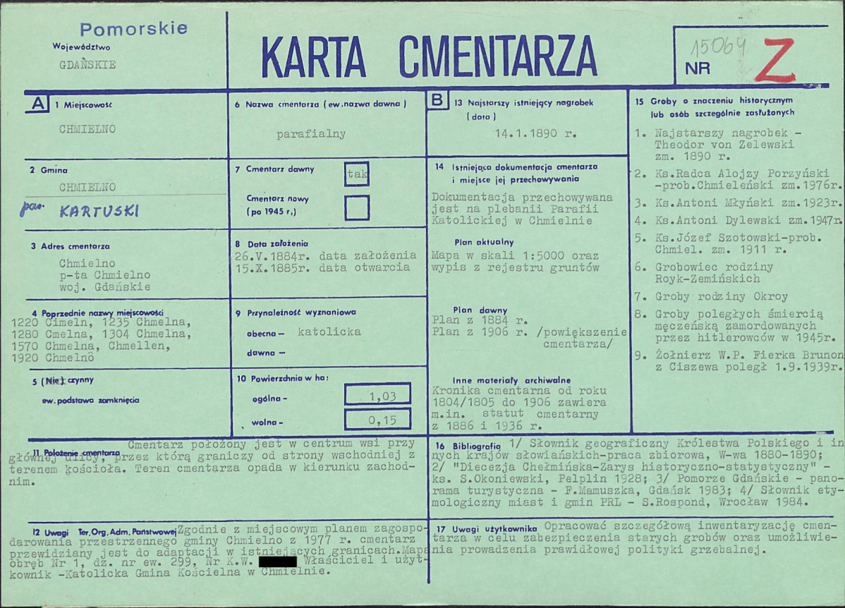 KC - Karta cmentarza, skan nr 1