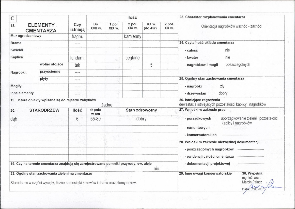 Karta cmentarza, skan nr 2