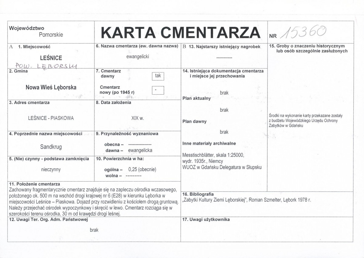 KC - Karta cmentarza, skan nr 1