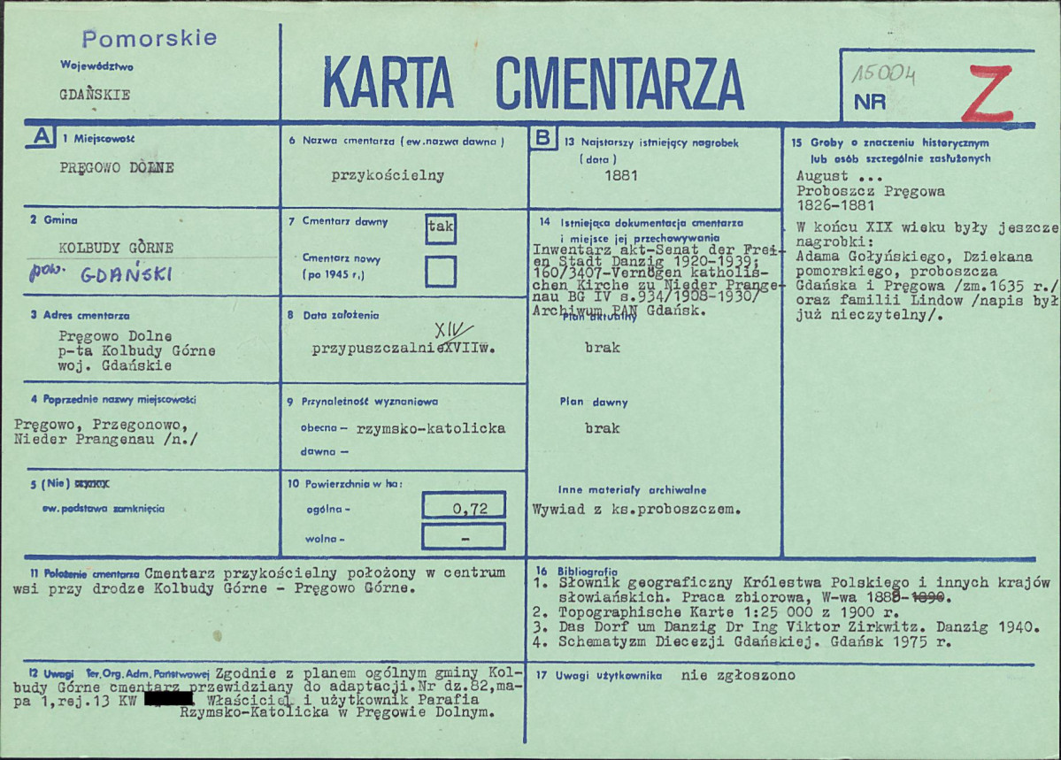 KC - Karta cmentarza, skan nr 1