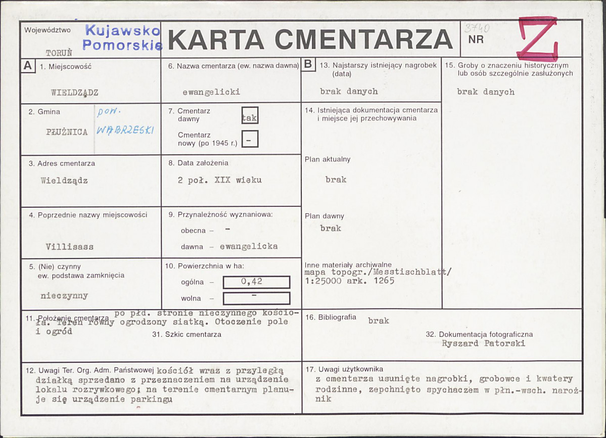 KC - Karta cmentarza, skan nr 1