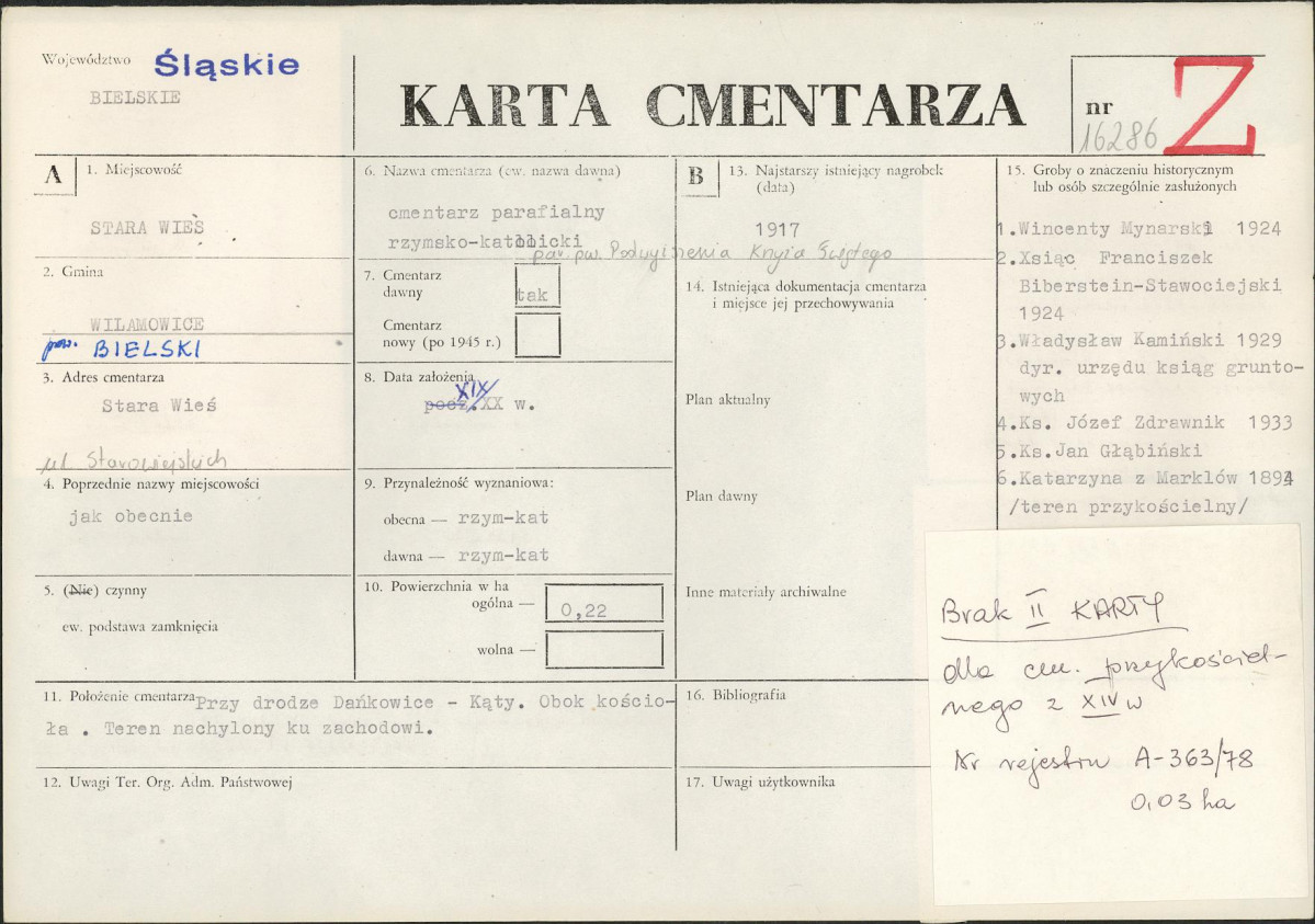 Karta cmentarza, skan nr 1