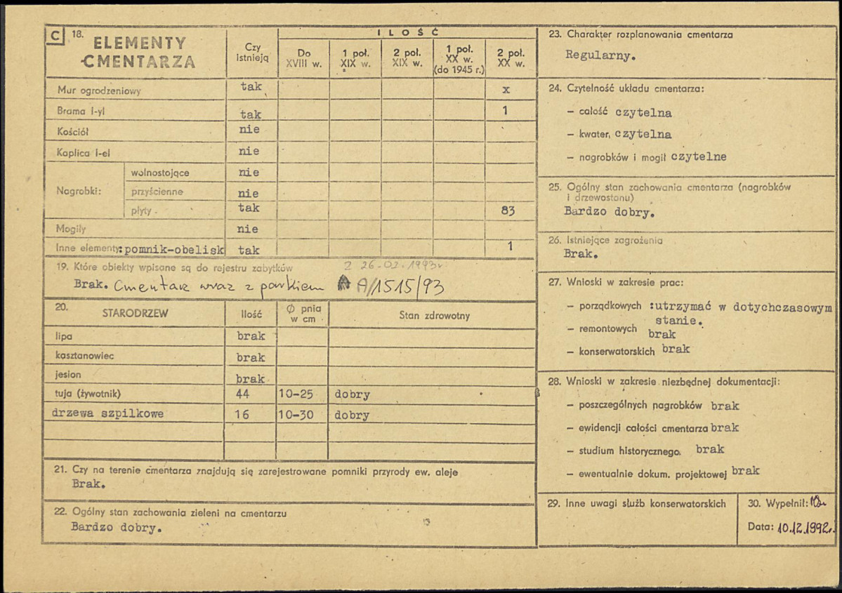 Karta cmentarza, skan nr 2