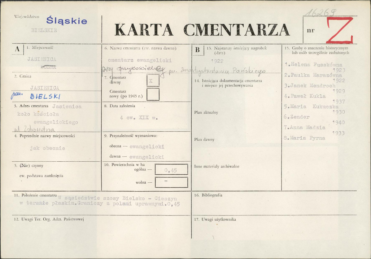 Karta cmentarza, skan nr 1