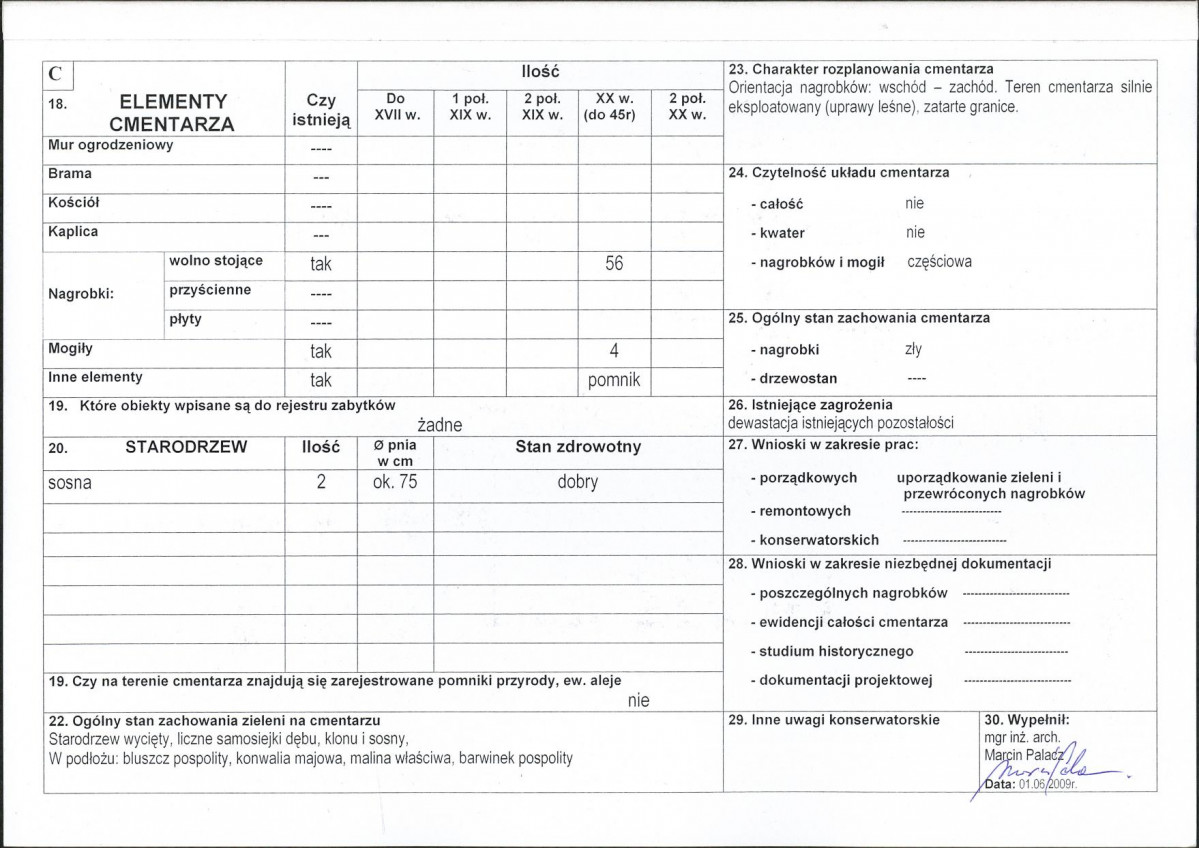 Karta cmentarza, skan nr 2