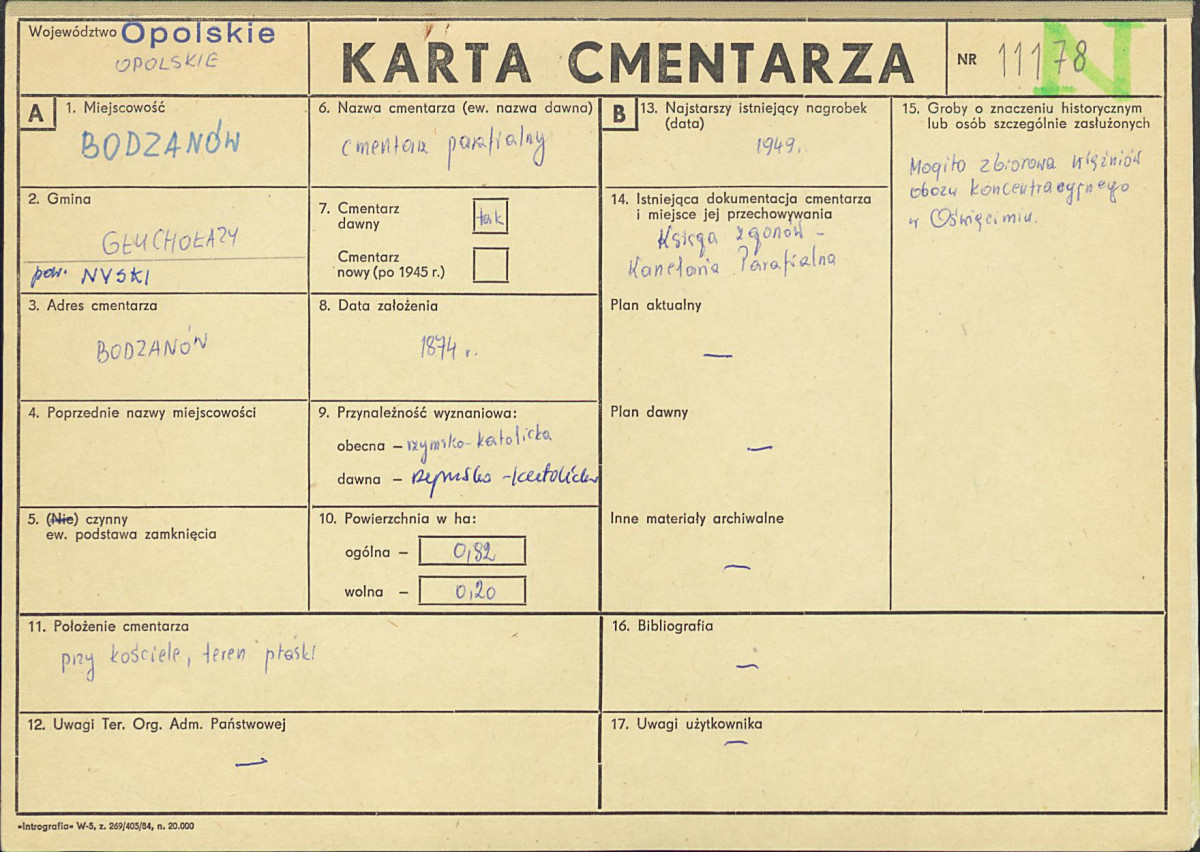 KC - Karta cmentarza, skan nr 1
