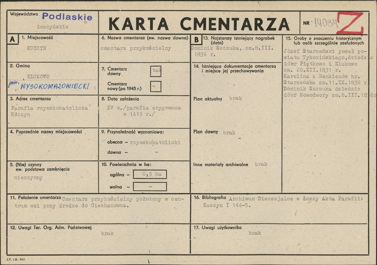 Karta cmentarza, skan nr 1