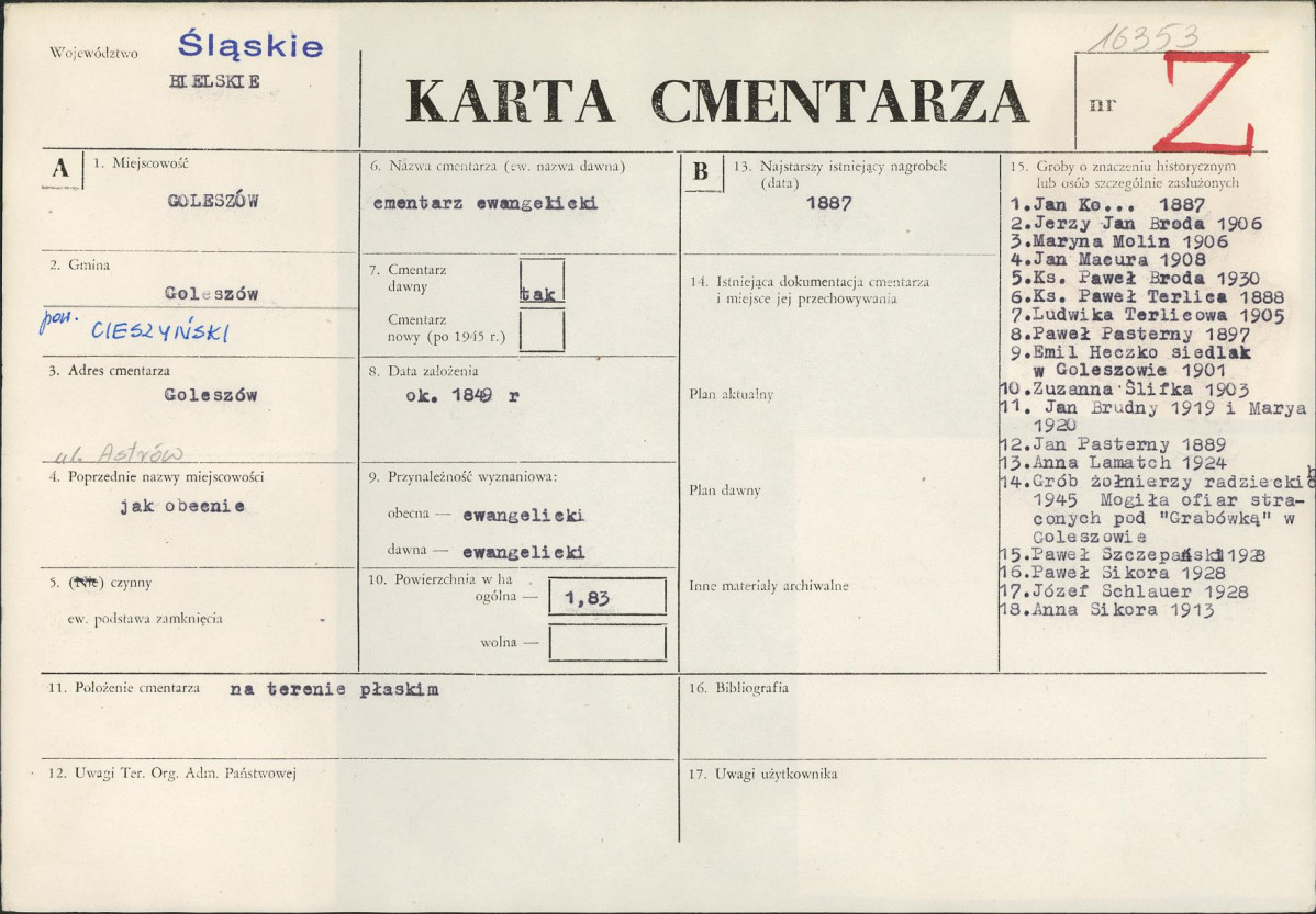 Karta cmentarza, skan nr 1