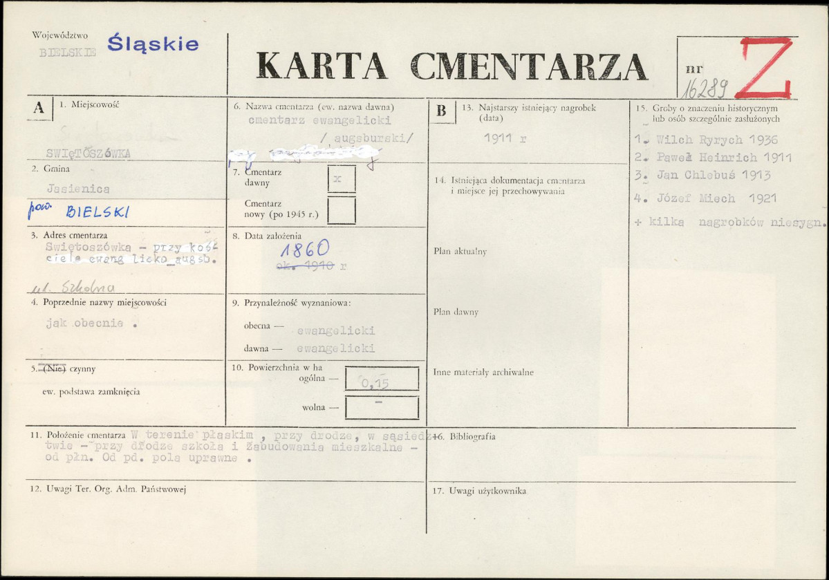 Karta cmentarza, skan nr 1