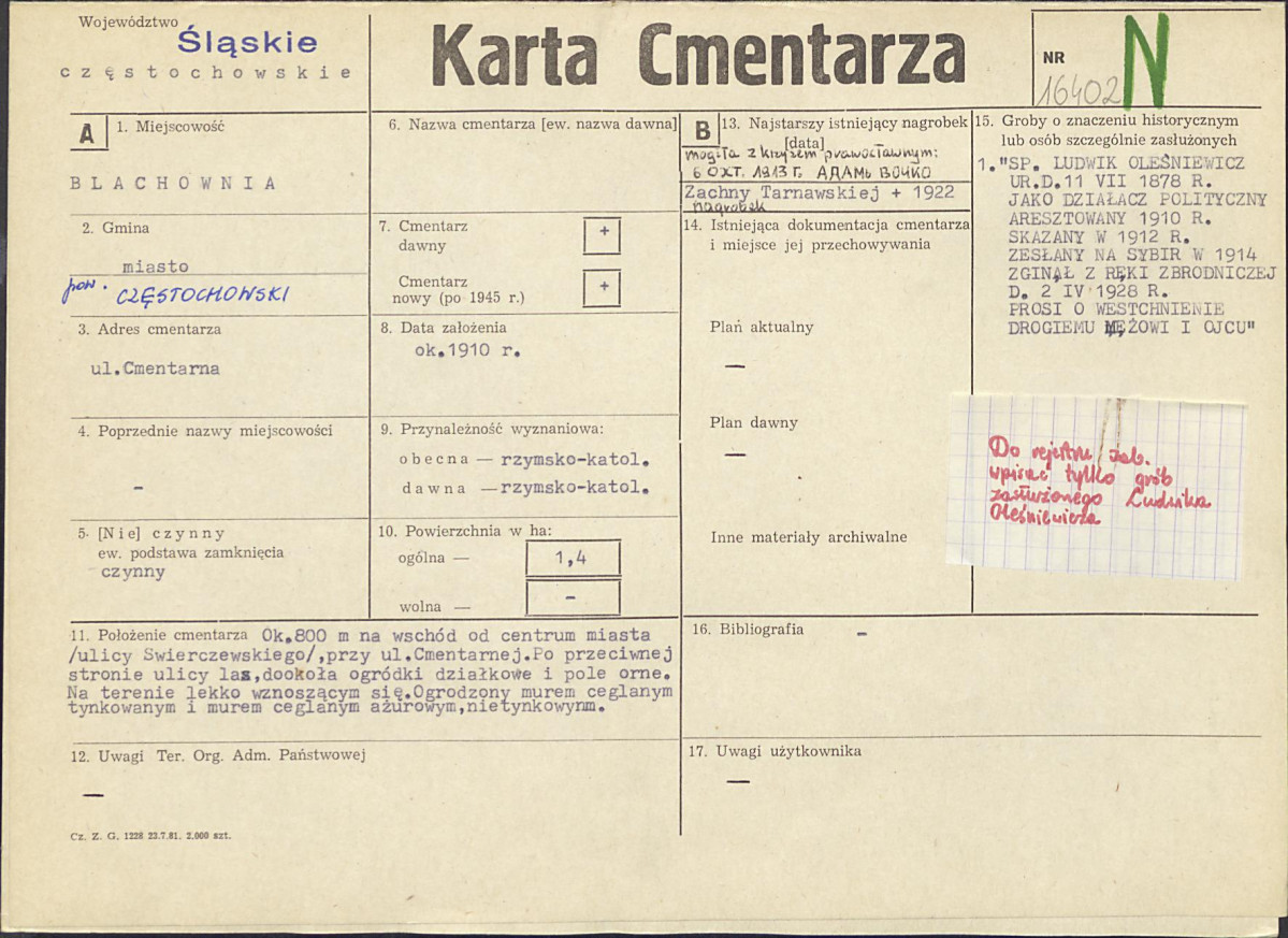 Karta cmentarza, skan nr 1