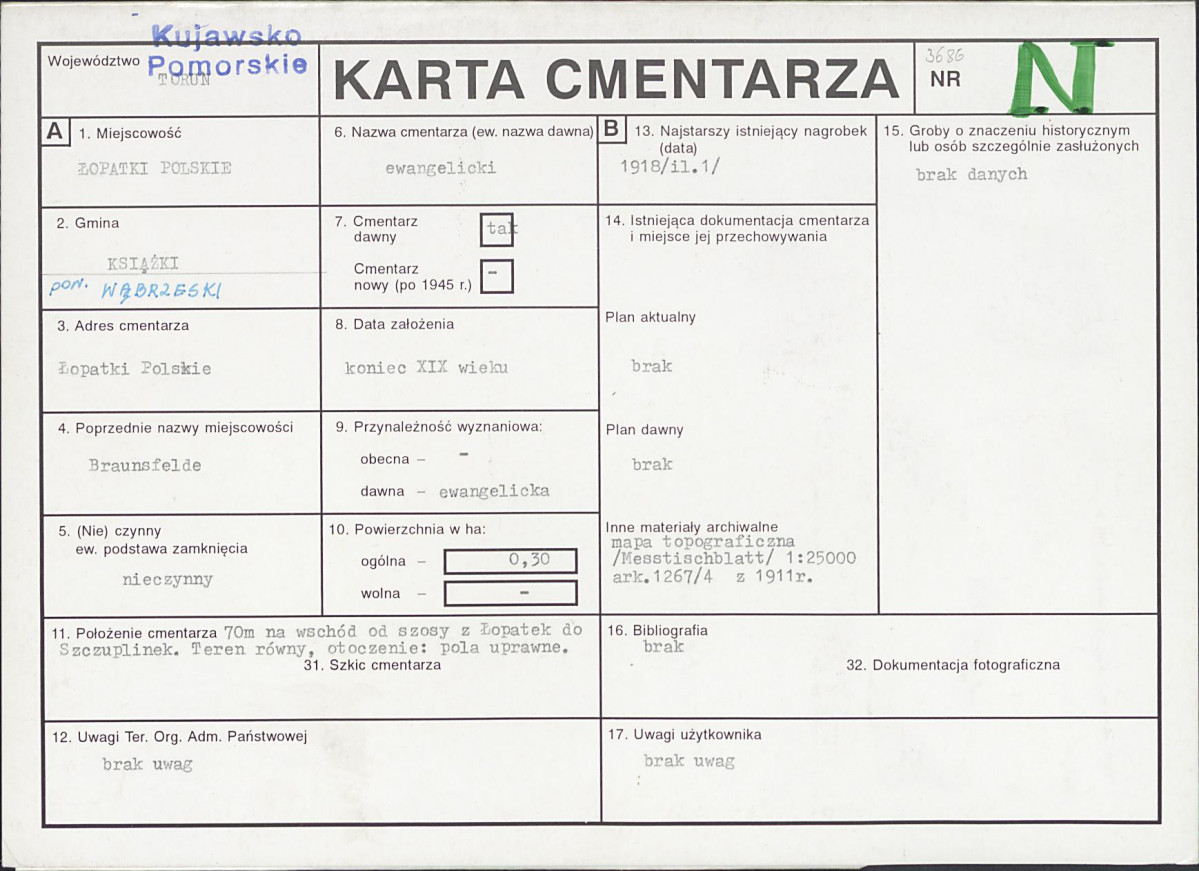 KC - Karta cmentarza, skan nr 1