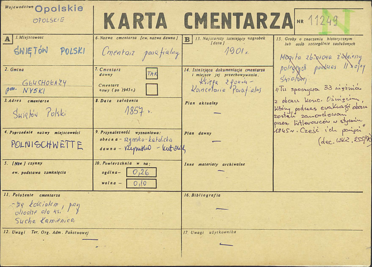 KC - Karta cmentarza, skan nr 1