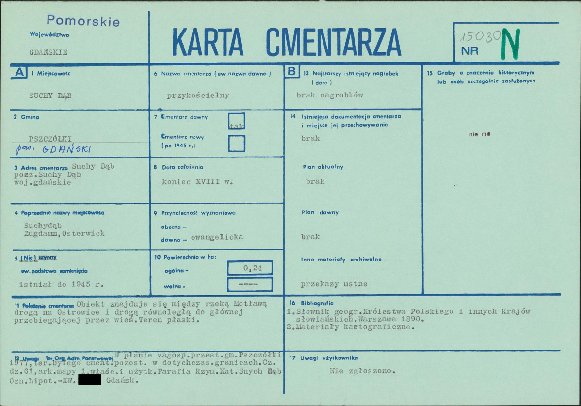KC - Karta cmentarza, skan nr 1
