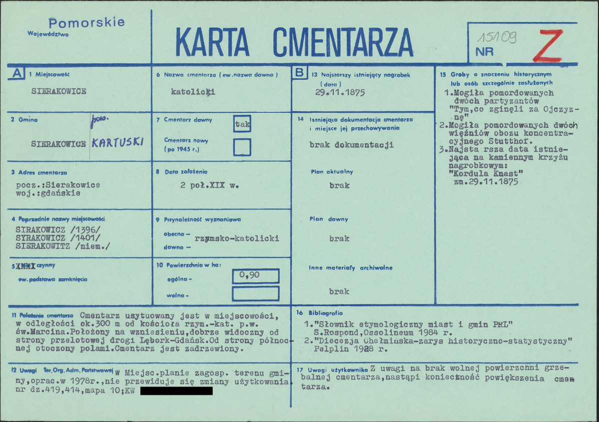 KC - Karta cmentarza, skan nr 1