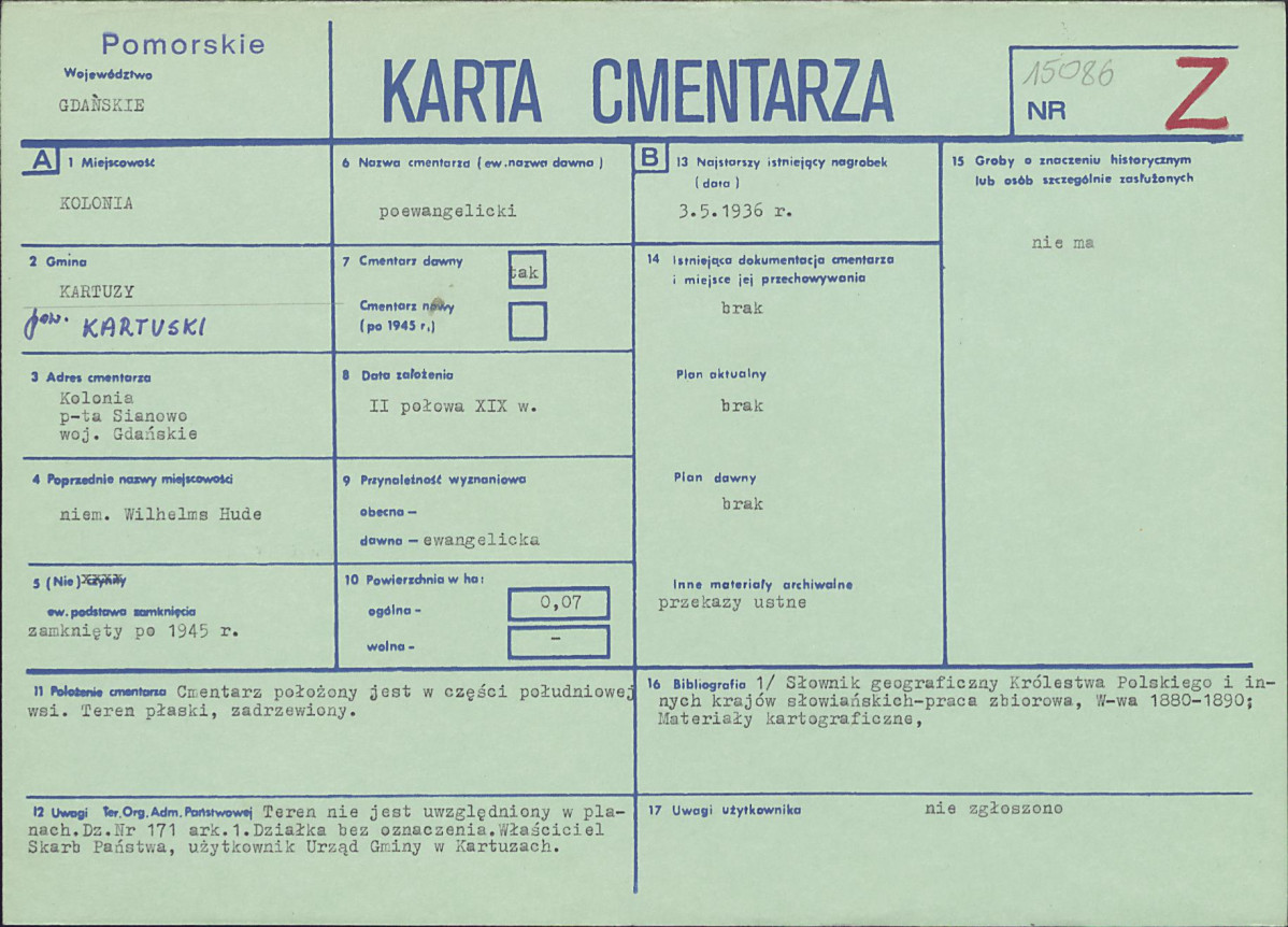 KC - Karta cmentarza, skan nr 1