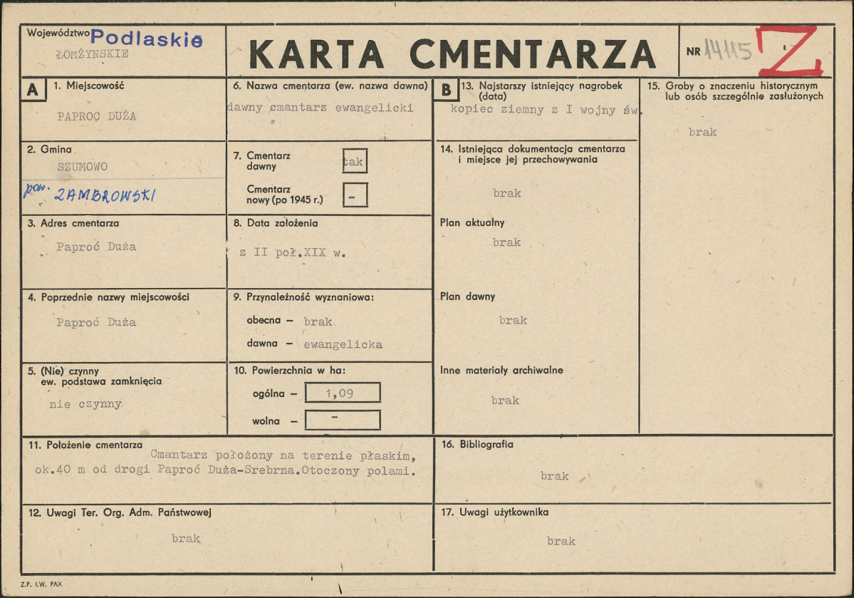 Karta cmentarza, skan nr 1