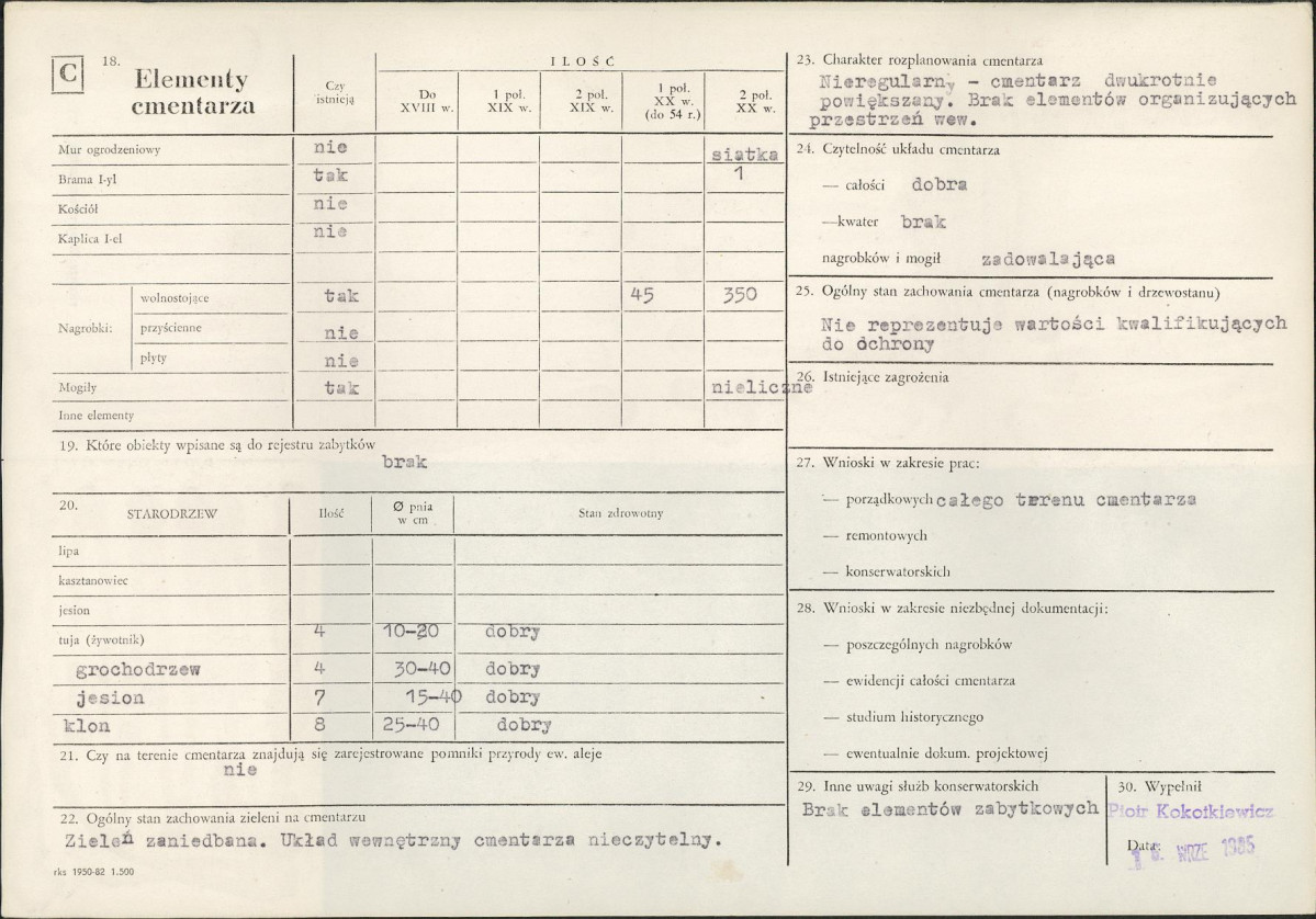 Karta cmentarza, skan nr 2