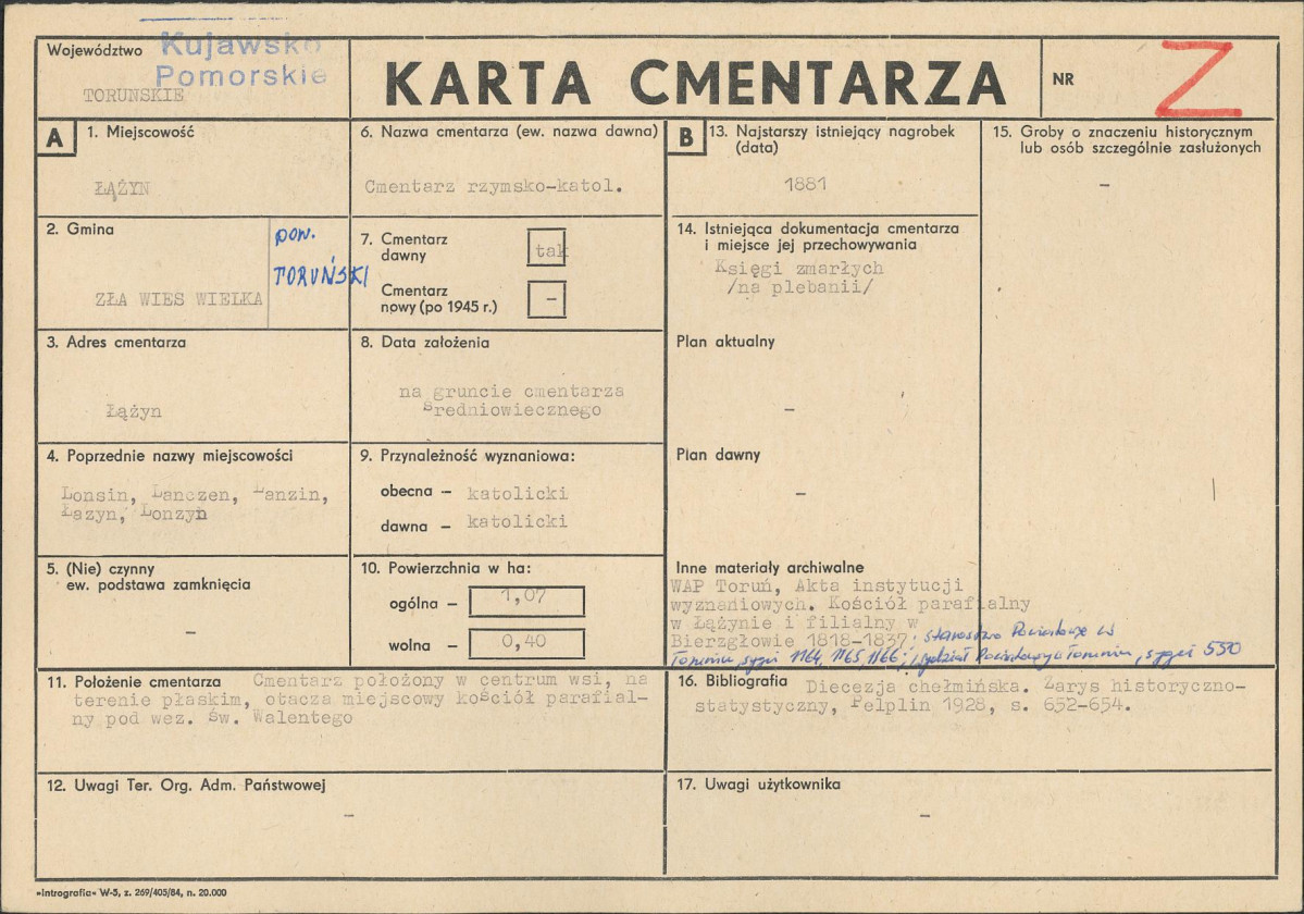 KC - Karta cmentarza, skan nr 1