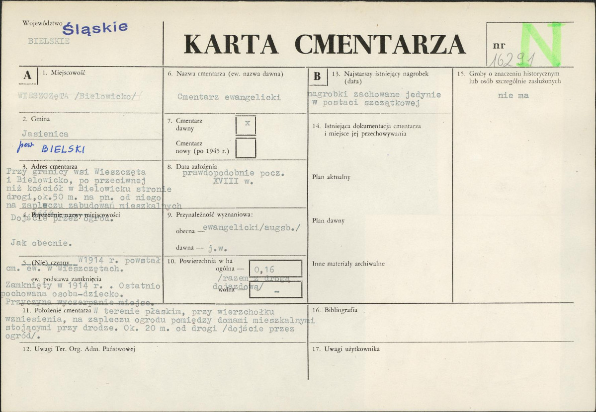KC - Karta cmentarza, skan nr 1