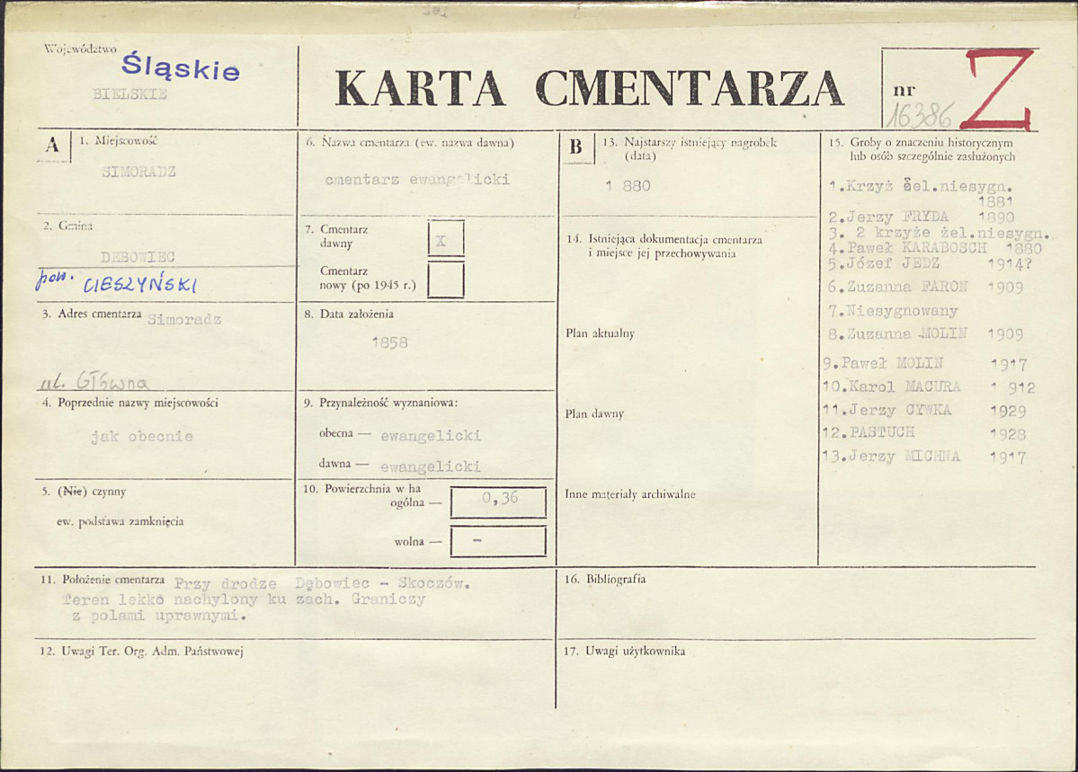 Karta cmentarza, skan nr 1