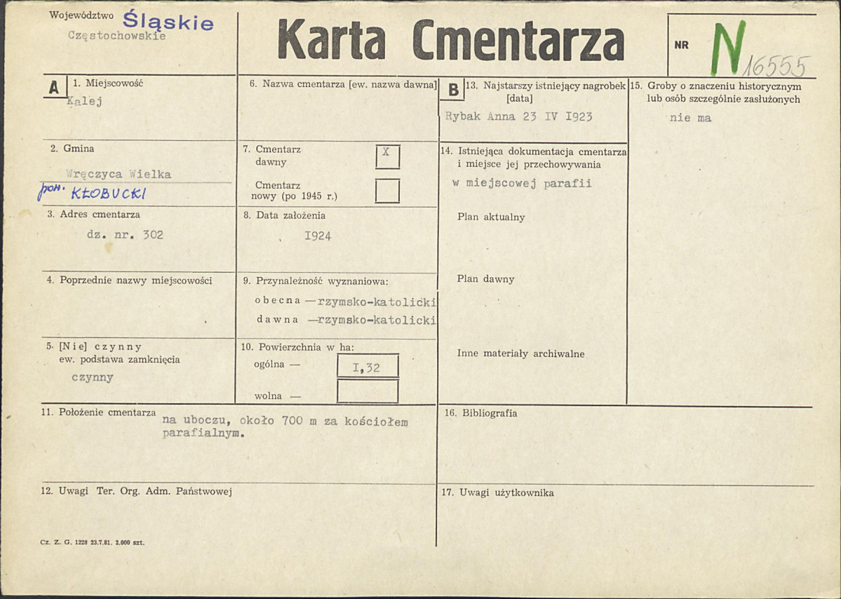 Karta cmentarza, skan nr 1